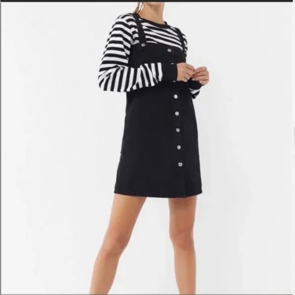 Urban Outfitters ARIA DENIM Black Dress - Button Down